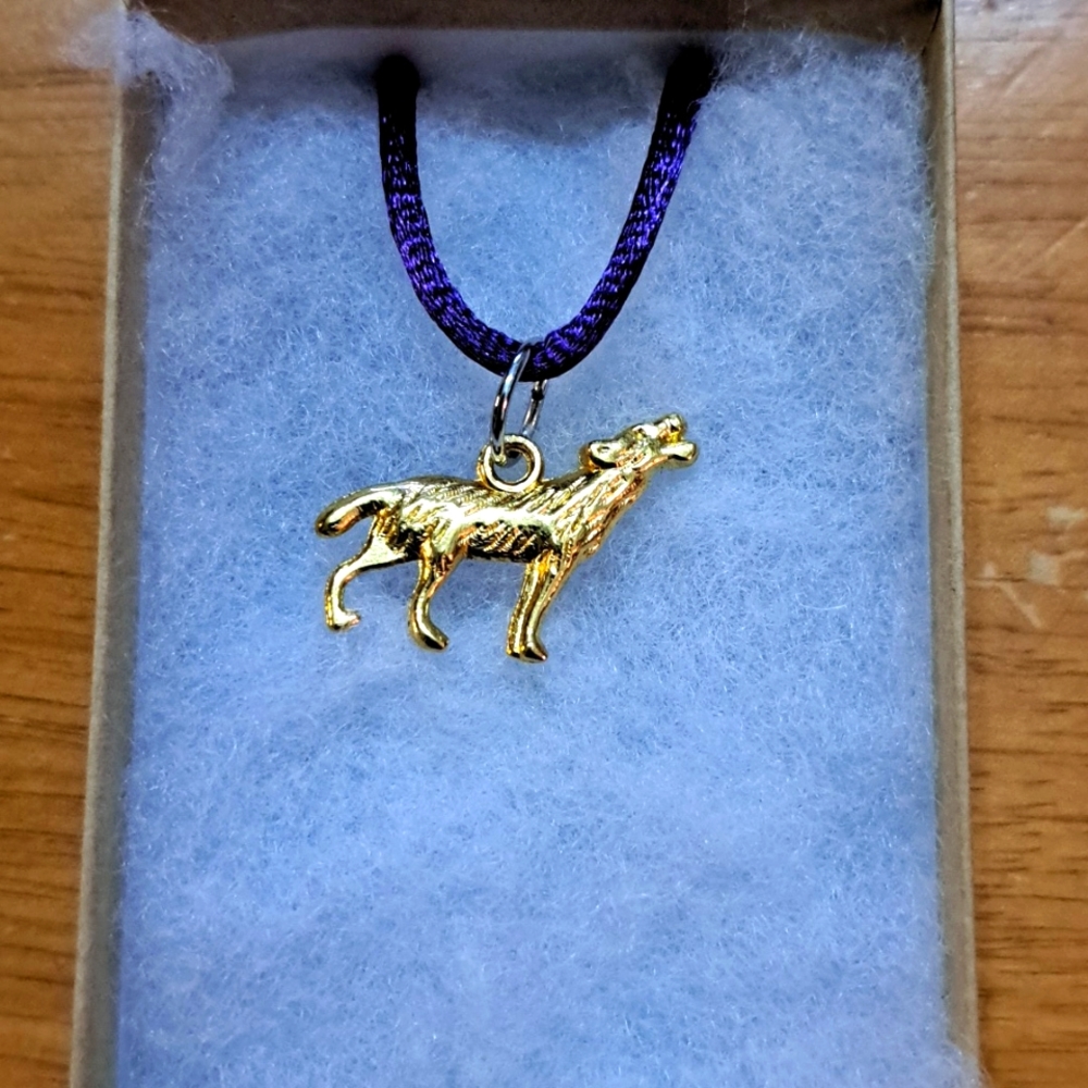 Gold Howling Wolf Necklace